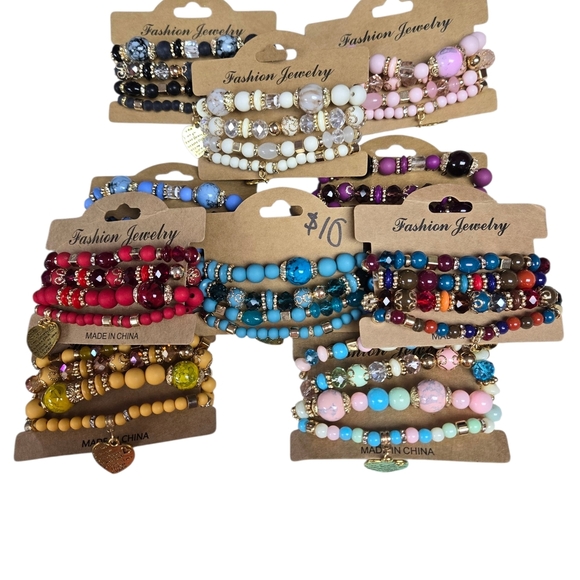 Elegant Multicolor Beaded Bracelet Set - Picture 1 of 1